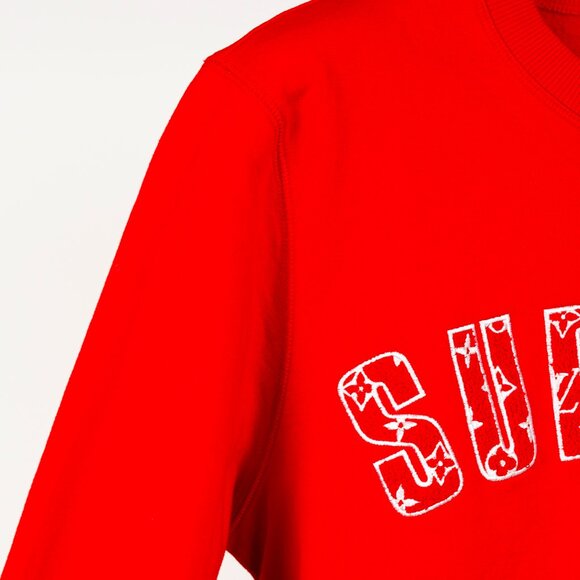 Louis Vuitton x Supreme Red Arc Logo Crewneck Sweatshirt - Picture 6 of 11